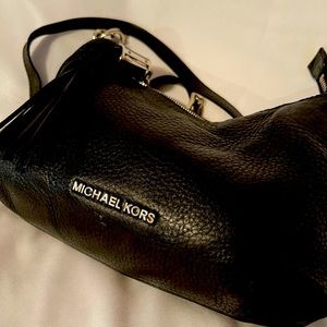 Michael Kors black pebbled leather cross body bag